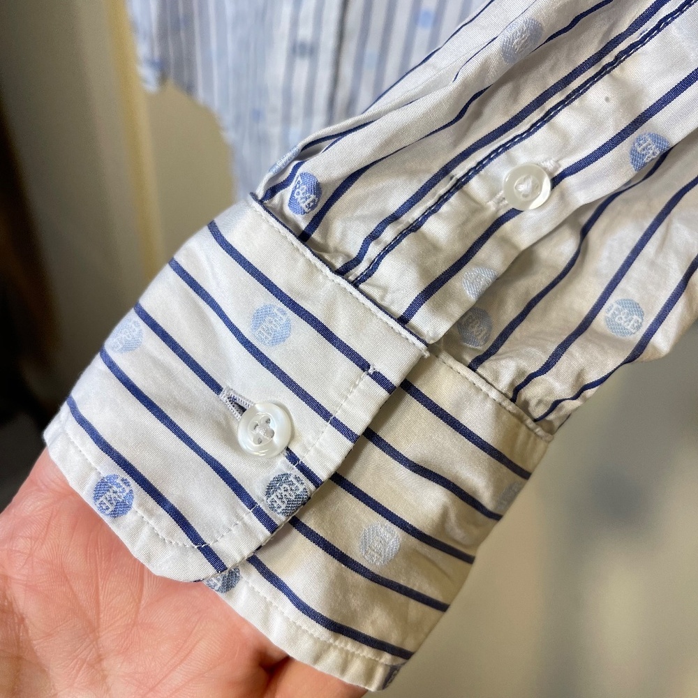Frank & Eileen Blue and White Logo Striped Shirt - Picture 14 of 16